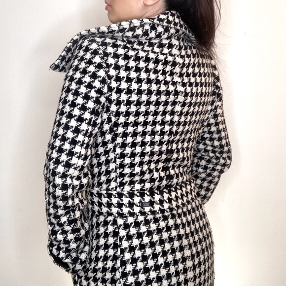 Black & Cream Pied-de-Poule Wool jacket in XXS. Made in Canada - Picture 3 of 5